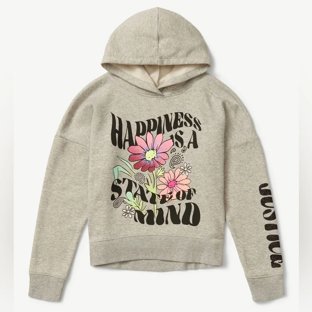 Justice Gray Hoodie with Floral Design Size XS (5/6)